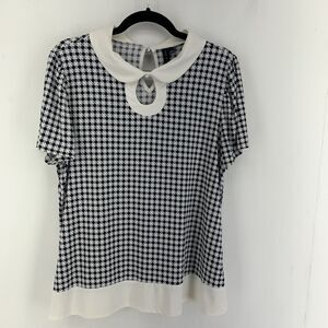 Houndstooth Collared Roll Tide Top Womens Large Preppy Football Classic Money